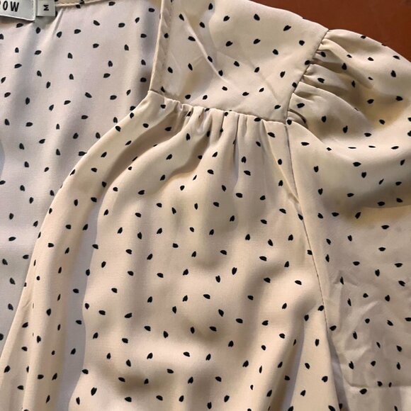 Farrow Cream‎ Polka Dot Midi Cap Sleeve Tie Wrap Dress Size Medium - Picture 7 of 8